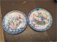2 rose decorative wall plates