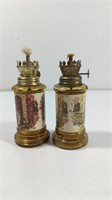 Vintage Amber Glass Oil Lamps