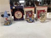 Mickey Mouse Alarm clock, snow globe,