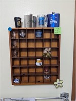 Compartment Wooden Display W/ Trinkets H-16.5"