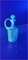 Vintage UV 365 NM Murano Blue Swirl Glass Cruet