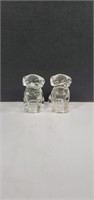 Pair of Hollow Clear Glass Puppy Figurines,