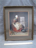 Vintage "The Kitchen Maid" Framed Painting