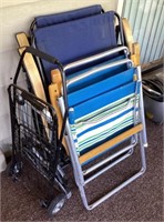 Lot of folding chairs + folding cart