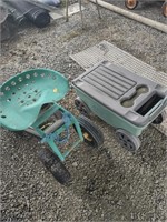 Gardening Stool w/ Wheels and Gardening Bin W/