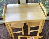 Child’s wood table and 2 chairs