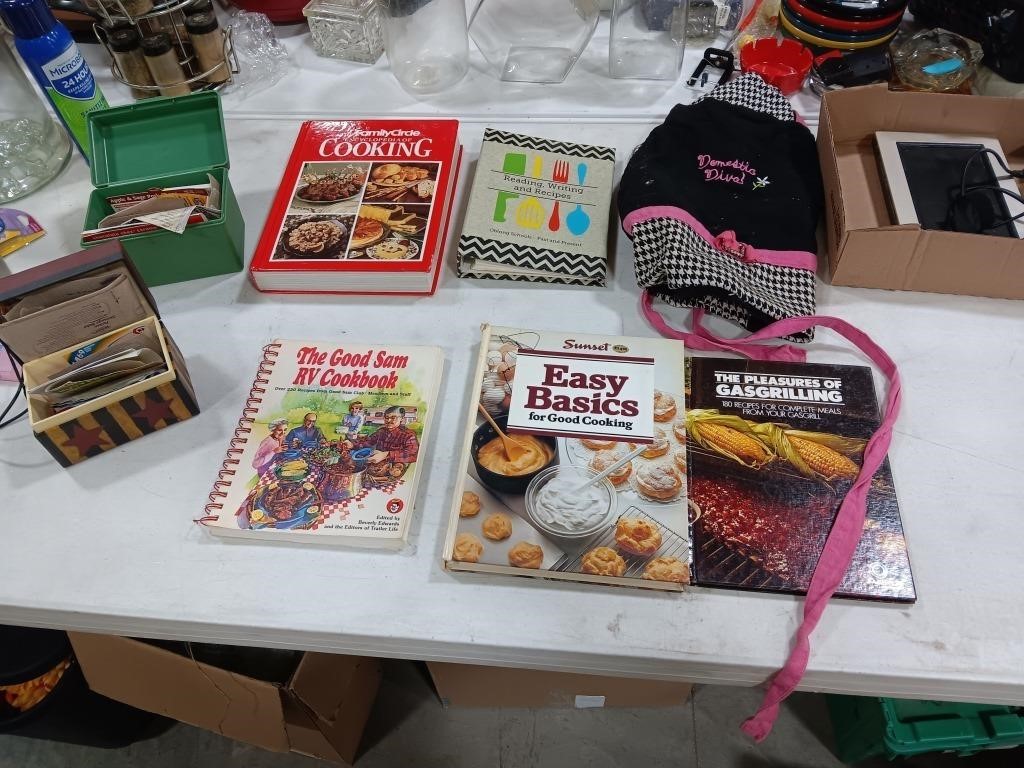 Cook Books, Recipe Boxes & Apron