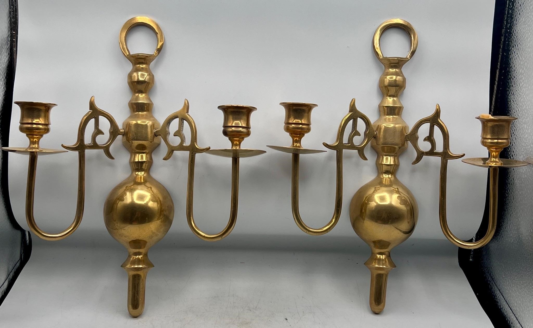 Vintage Brass Two Arm Wall Sconce