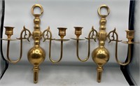 Vintage Brass Two Arm Wall Sconce
