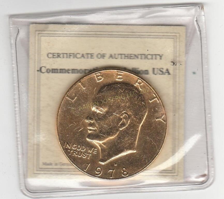 AMERICAN MINT Gold Plated Eisenhower Dollar Coin