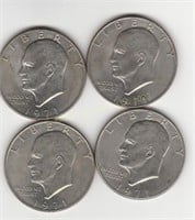 Four 197140% Silver  Eisenhower Dollar Coins