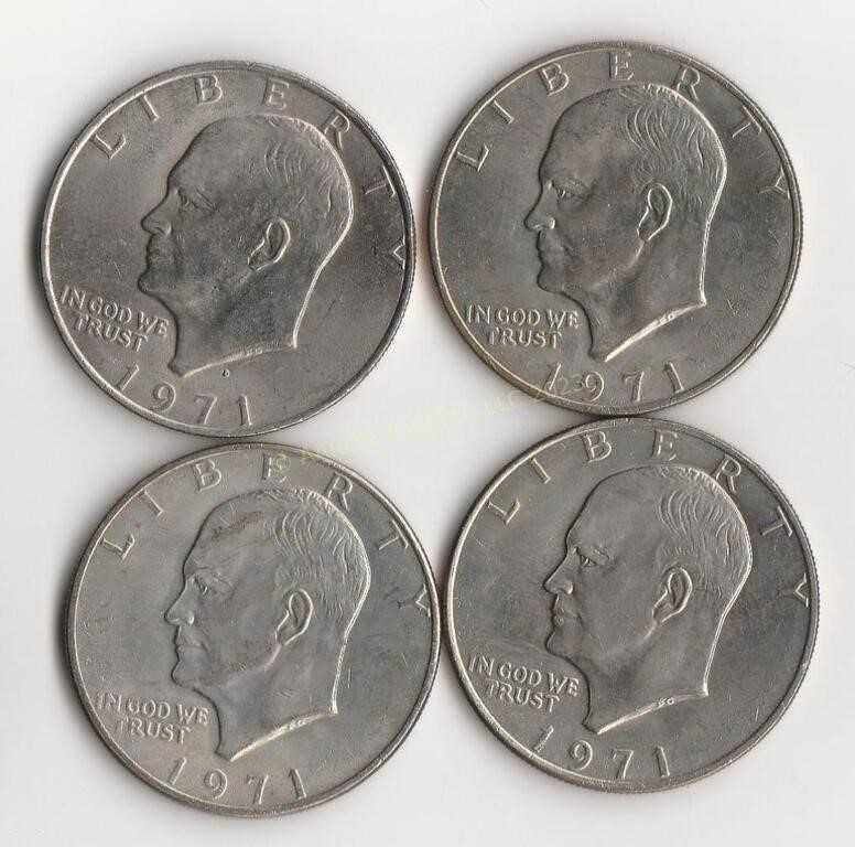 Four 197140% Silver  Eisenhower Dollar Coins
