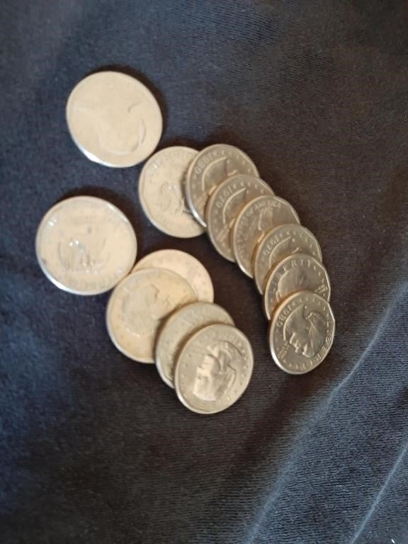 13 Susan B. Anthony Dollar Coins