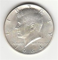 Silver 1964D Kennedy Half Dollar Coin