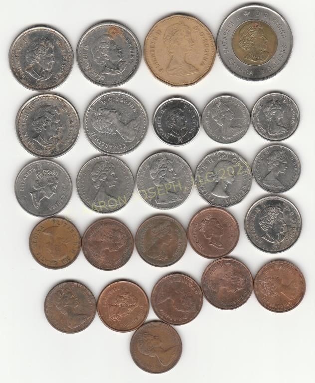 (25) Assorted Canadian Coins
