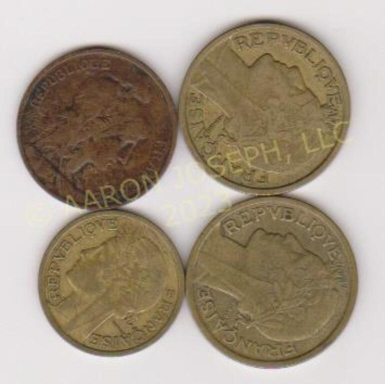(4 ) Assorted French Coins