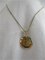 10KT Yellow Gold Round "G" Pendant on Chain