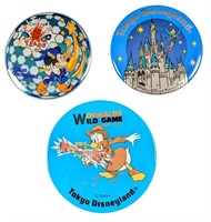 3 Disneyland Tokyo Buttons Donald Duck Tinkerbell