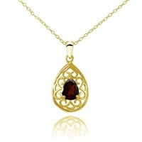 14K Yellow Gold Sterling NaturalGarnet Necklace