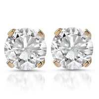 14K yellow Gold Round Natural Diamond Earrings