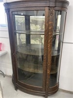 Antique Bow Front Cabinet - Convex Glass