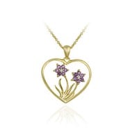 18K Gold Plated Natural Amethyst Diamond Necklace