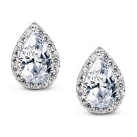 18k White Gold Plated Teardrop Stud Earrings