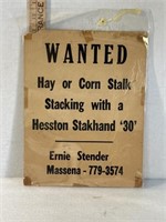 Vintage help wanted sign