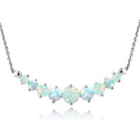 Fashion Sterling Silver Opal Graduated Necklace