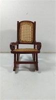 Vintage Wooden Wicker Cane Doll Rocking Chair