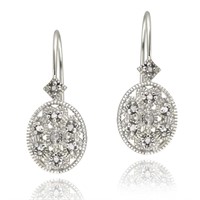 Genuine Diamond Accent Filigree Leverback Earrings