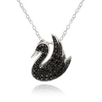 Genuine Black Diamond Accent Swan Necklace