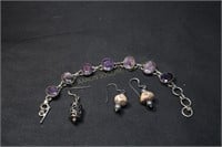 Sterling Silver Bracelet & Three Earrings