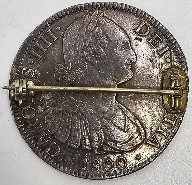 Spanish 8 Real 1800, Love token Brooch