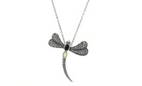 Sterling Genuine Marcasite Dragonfly Necklace