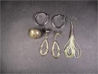 Two Pairs & Two Single Sterling Silver Earrings