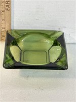 Mid century, gorgeous, green glass ashtray, two