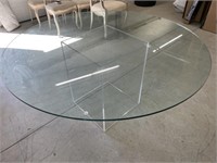 Round Glass Top Table With Clear Acrylic Pedestal