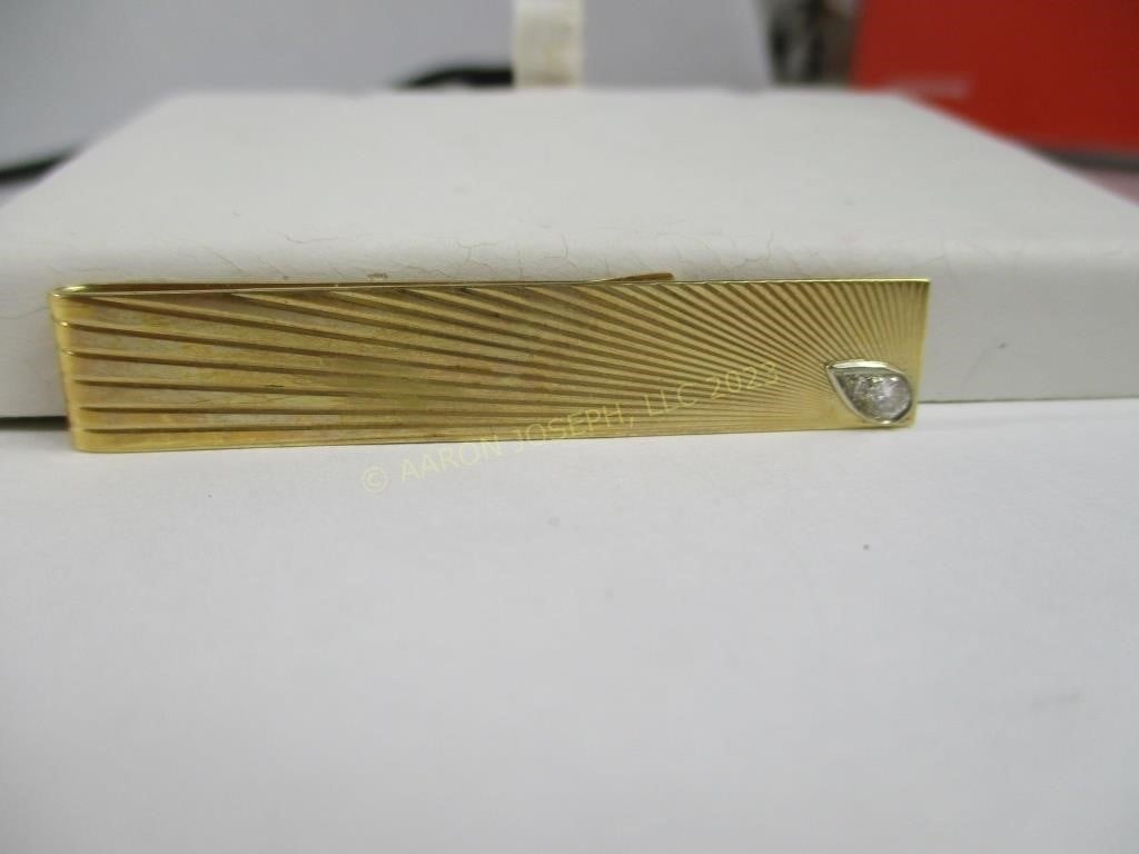 14KT Yellow Gold and Diamond Tie Bar