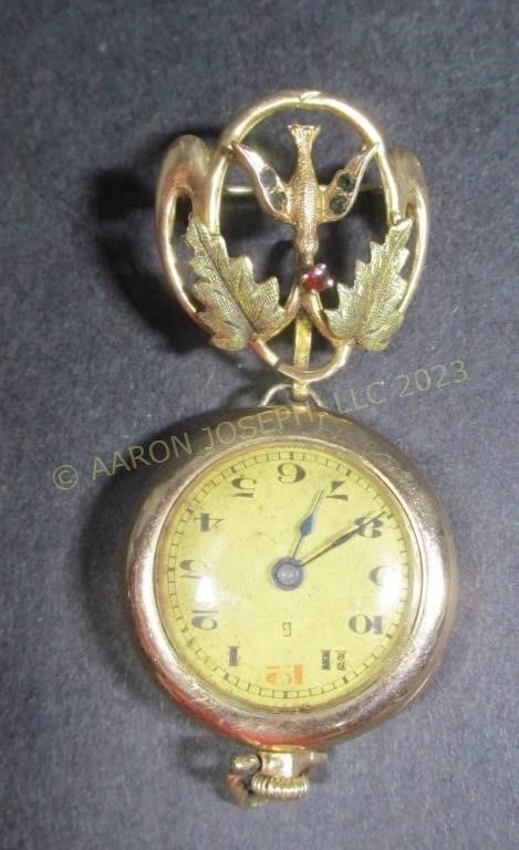 Vintage WINDSOR Mechanical Watch on 14KT Brooch