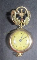 Vintage WINDSOR Mechanical Watch on 14KT Brooch