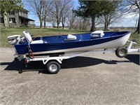 Aluminum Boat & Trailer & 9.9 Johnson Motor