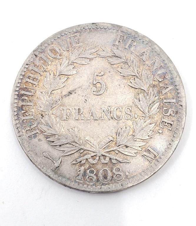 France, 5 Francs 1808, Napoleon Emperor