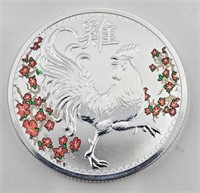 TD, Rooster, Colored 1 Ounce Pure Silver ,999
