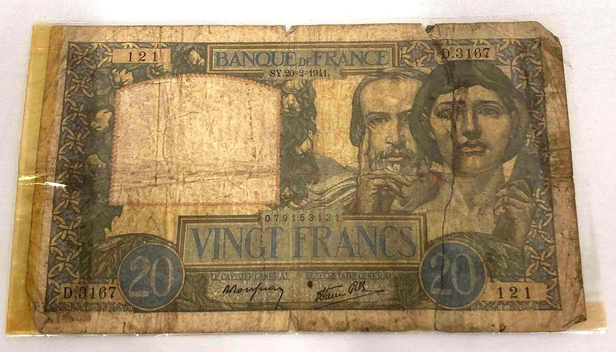 Circulated French Paper Money 1941