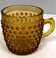 Amber Hobnail Glass Mug