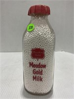 Meadow gold 1 quart milk bottle with vintage lid