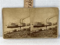 Stereo card depicting the war eagle steamboat on