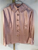Handmade satin, pink blouse, vintage