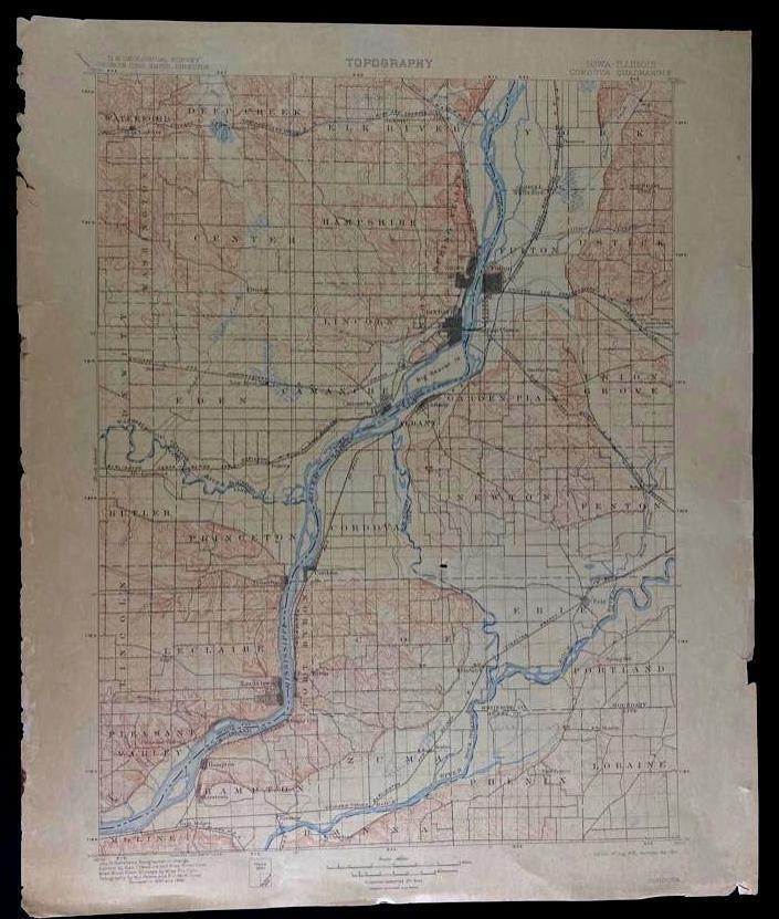 1910 USGS Topographic Map of Iowa-Illinois